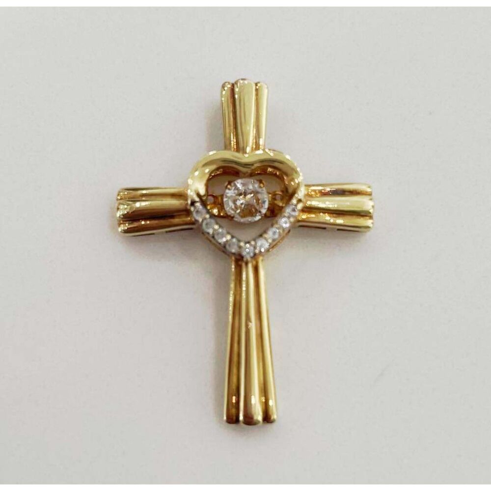 Vintage Sterling Silver 925 Vermeil CZ Cross Pendant